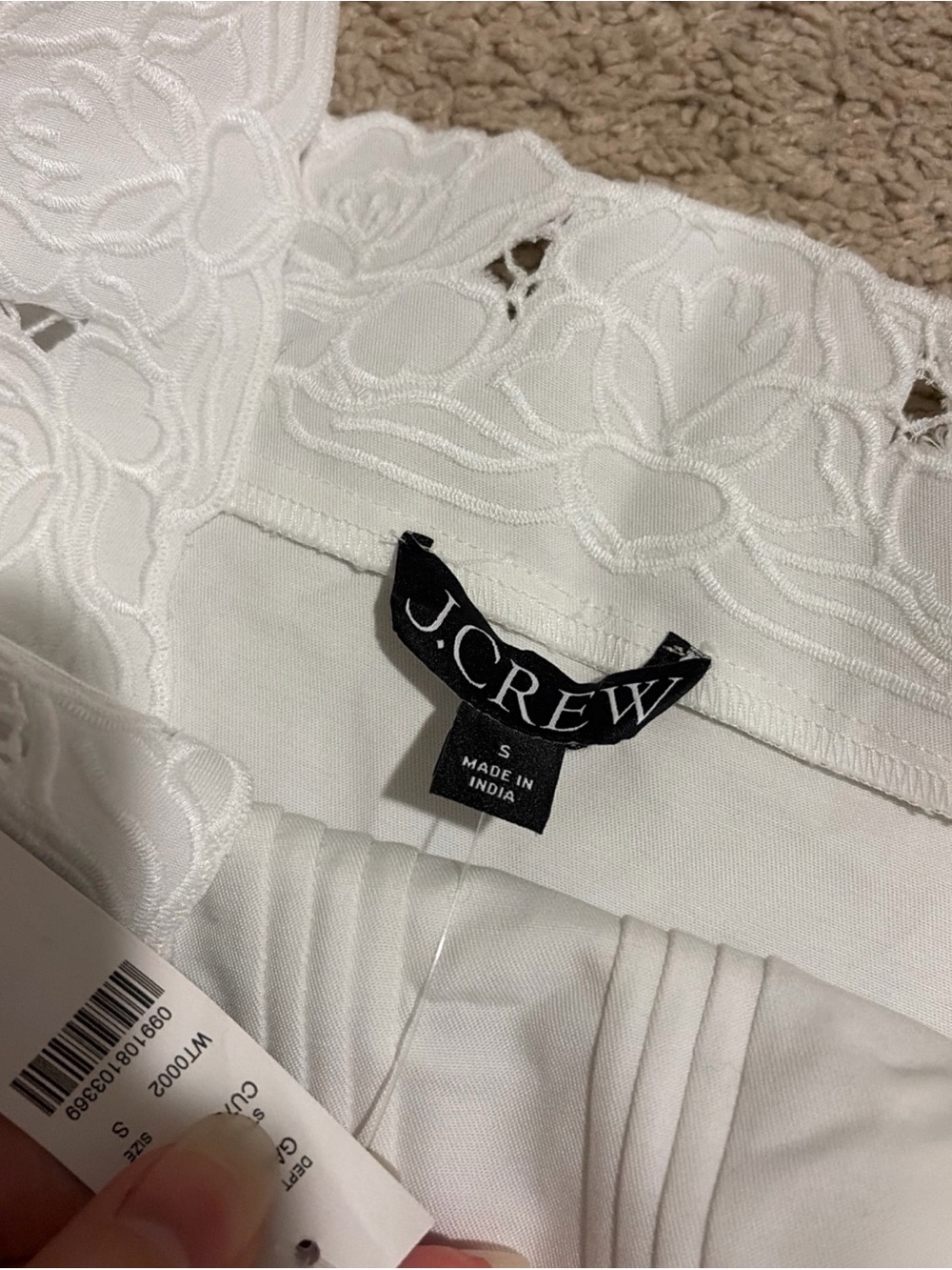 NWT J. Crew Ondine White 100% Cotton Poplin Mini Dress Size Small Embroidered - Picture 5 of 7